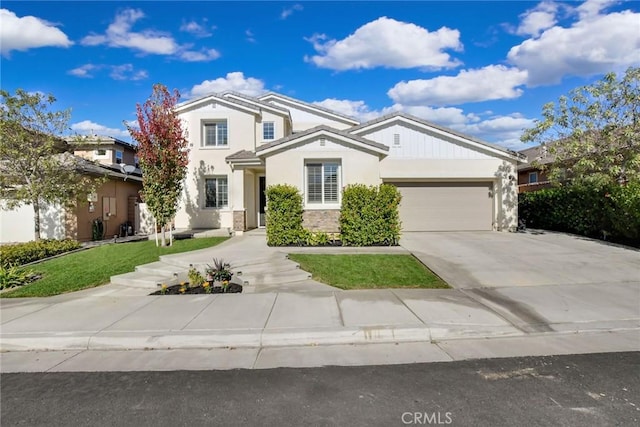 35212 Smith Ave, Beaumont, CA 92223 - view of front of home with concrete driveway, an attached garage, and stucco siding
