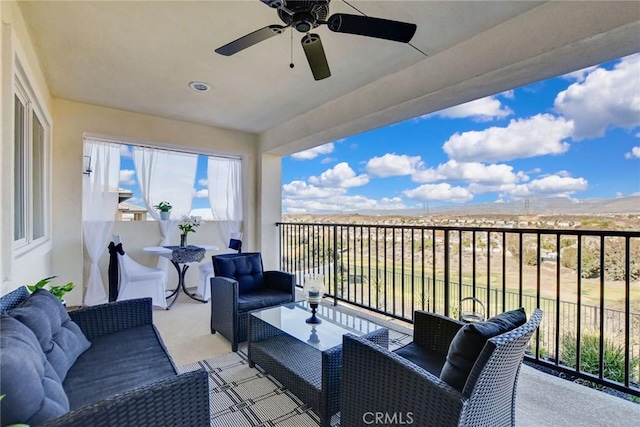 35212 Smith Ave, Beaumont, CA 92223 - balcony featuring an outdoor living space and a ceiling fan