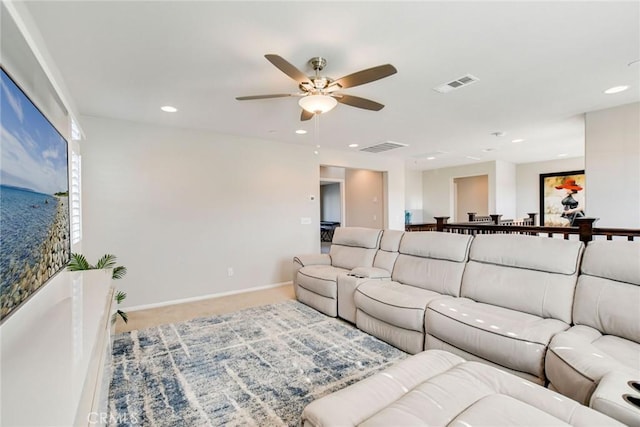 35212 Smith Ave, Beaumont, CA 92223 - living area featuring carpet, a ceiling fan, and recessed lighting