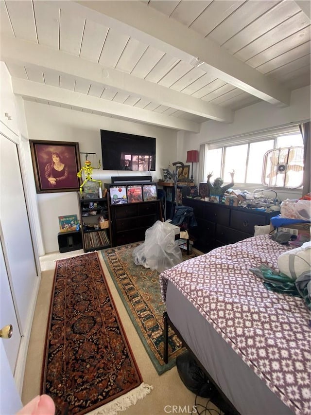 135 28th St, Hermosa Beach, CA 90254 - bedroom with a wooden ceiling with exposed beams