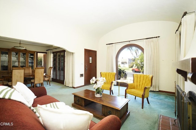317 N Primrose Ave, Alhambra, CA 91801 - living room with carpet flooring and vaulted ceiling