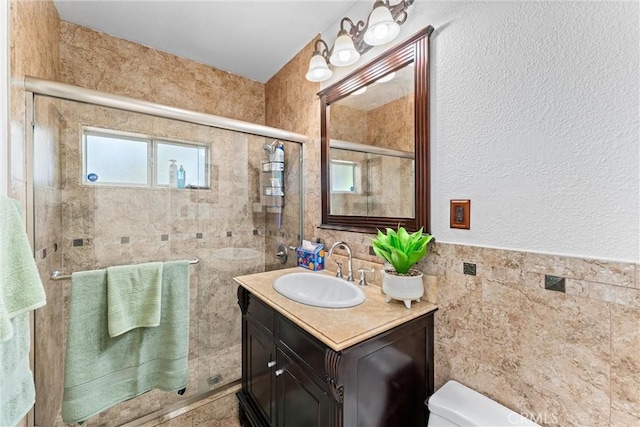 2901 Huston St, Pomona, CA 91767 - full bathroom with tile walls, vanity, and a stall shower