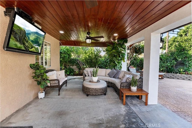 2901 Huston St, Pomona, CA 91767 - view of patio / terrace featuring an outdoor living space and ceiling fan