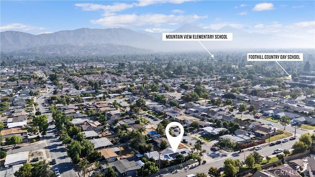 2901 Huston St, Pomona, CA 91767 - aerial perspective of suburban area featuring a mountainous background