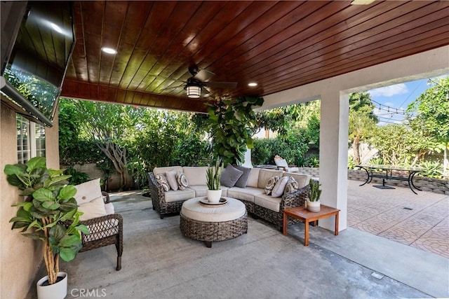 2901 Huston St, Pomona, CA 91767 - view of patio with an outdoor hangout area and ceiling fan