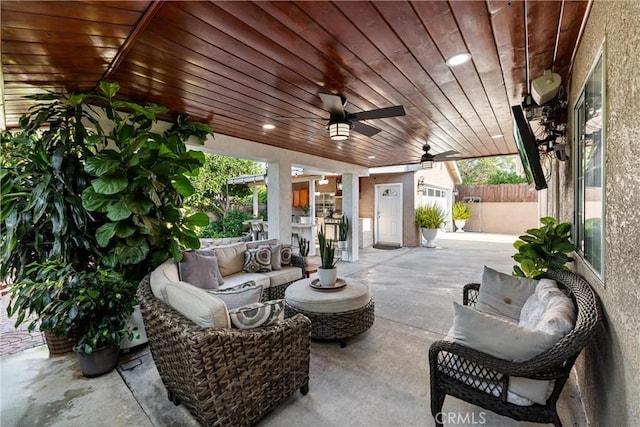 2901 Huston St, Pomona, CA 91767 - view of patio featuring ceiling fan and outdoor lounge area