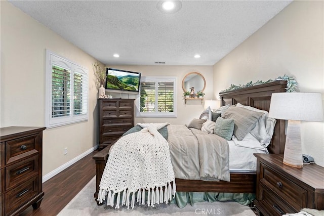 2901 Huston St, Pomona, CA 91767 - bedroom with a textured ceiling, dark wood-type flooring, and recessed lighting