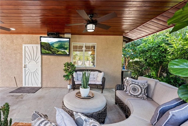 2901 Huston St, Pomona, CA 91767 - view of patio featuring a ceiling fan and an outdoor hangout area