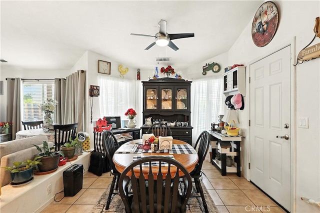 1115 Chennault Ave, Clovis, CA 93611 - dining space with light tile patterned flooring and ceiling fan