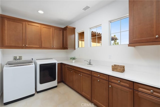 1278 Inspiration, West Covina, CA 91791 - washroom with cabinet space, washer and clothes dryer, and recessed lighting