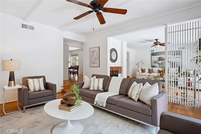 4241 Kingfisher Rd, Calabasas, CA 91302 - living area featuring a ceiling fan and wood finished floors