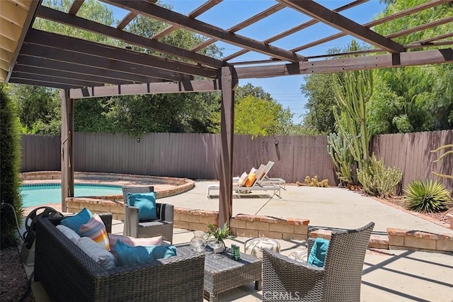 4241 Kingfisher Rd, Calabasas, CA 91302 - fenced backyard featuring an outdoor living space, a pergola, and a patio area