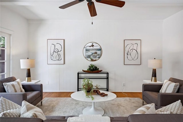 4241 Kingfisher Rd, Calabasas, CA 91302 - living room featuring ceiling fan and wood finished floors