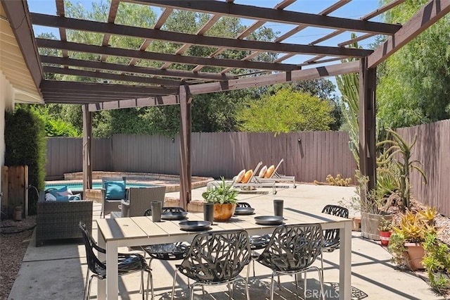 4241 Kingfisher Rd, Calabasas, CA 91302 - fenced backyard featuring a patio, a pergola, and outdoor dining area