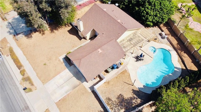 7707 Bolton Ave, Riverside, CA 92503 - view from above of property with a pool