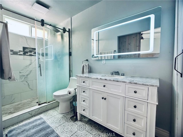 7707 Bolton Ave, Riverside, CA 92503 - full bathroom with a stall shower, vanity, and tile patterned flooring