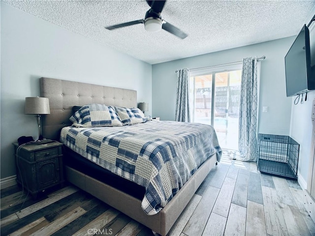 7707 Bolton Ave, Riverside, CA 92503 - bedroom with wood finished floors, a textured ceiling, and ceiling fan