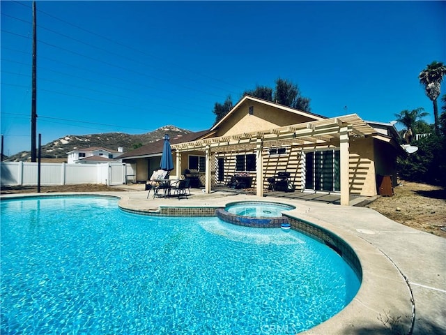 7707 Bolton Ave, Riverside, CA 92503 - view of pool featuring a pergola, a patio, and a pool with connected hot tub