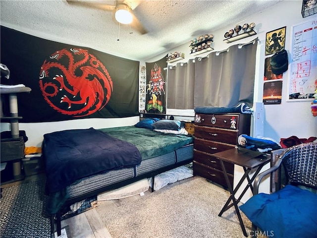7707 Bolton Ave, Riverside, CA 92503 - bedroom featuring a textured ceiling and ceiling fan
