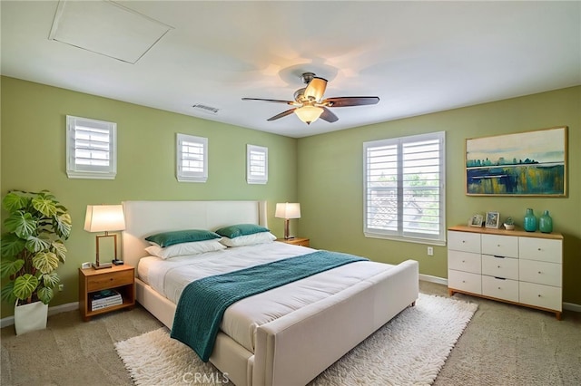 23785 Western Cedar Ct, Valencia, CA 91354 - carpeted bedroom with ceiling fan and attic access