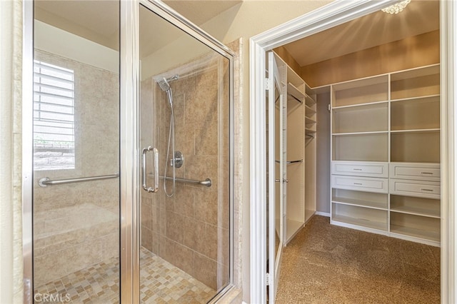 23785 Western Cedar Ct, Valencia, CA 91354 - bathroom with a shower stall and a walk in closet
