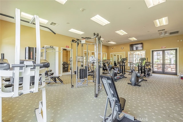 23785 Western Cedar Ct, Valencia, CA 91354 - workout area with carpet and french doors