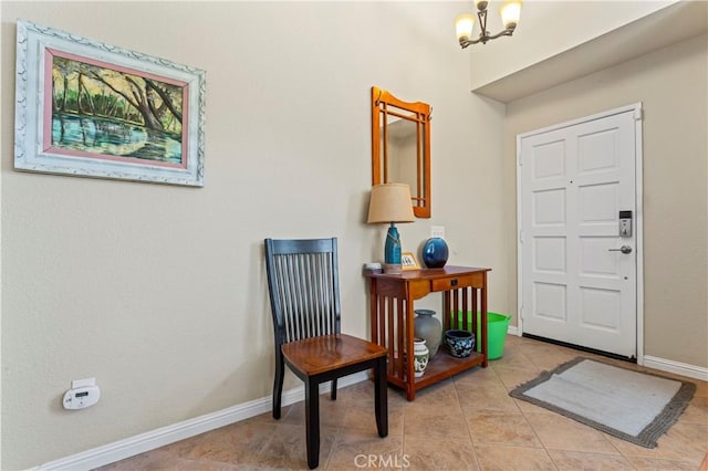 31941 Via Tafalla, Temecula, CA 92592 - entryway with light tile patterned floors and a chandelier