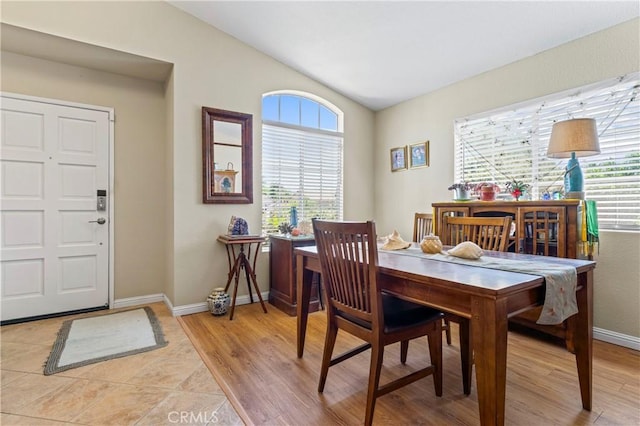31941 Via Tafalla, Temecula, CA 92592 - dining space featuring vaulted ceiling, healthy amount of natural light, and light wood finished floors