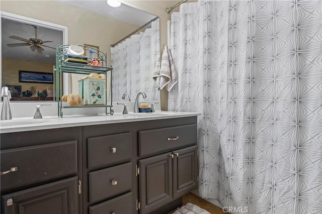 31941 Via Tafalla, Temecula, CA 92592 - bathroom featuring double vanity and ceiling fan