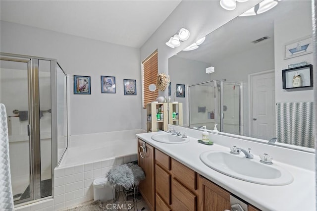 34722 Fairport Way, Yucaipa, CA 92399 - bathroom featuring double vanity, a shower stall, and a garden tub