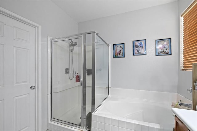 34722 Fairport Way, Yucaipa, CA 92399 - full bath featuring vanity, a shower stall, and a bath