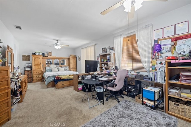 34722 Fairport Way, Yucaipa, CA 92399 - bedroom with carpet, an office area, and ceiling fan