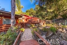 1097 Katherine Rd, Simi Valley, CA 93063 - view of yard with a vegetable garden and a deck