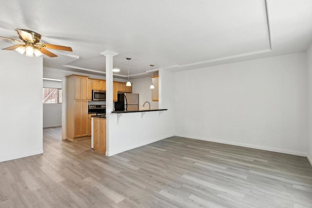 4074 48th St Unit 3, San Diego, CA 92105 - unfurnished living room with light wood-type flooring and ceiling fan