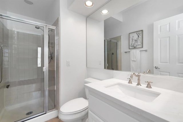 4981 Lerkas Way, Oceanside, CA 92056 - full bathroom featuring vanity, a stall shower, and recessed lighting