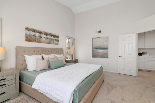 4981 Lerkas Way, Oceanside, CA 92056 - bedroom with light colored carpet and high vaulted ceiling