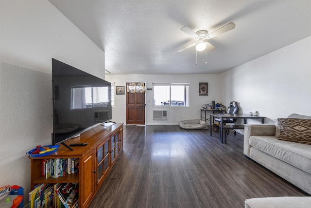 2041 E Grand Ave Unit 19, Escondido, CA 92027 - living area featuring ceiling fan and dark wood finished floors
