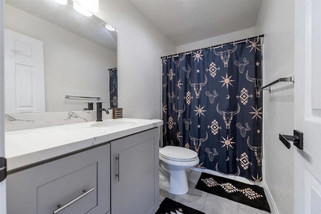 2041 E Grand Ave Unit 19, Escondido, CA 92027 - bathroom with vanity, curtained shower, and tile patterned flooring