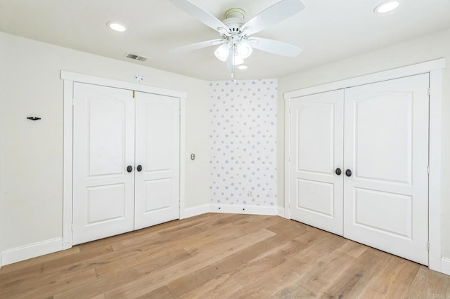 15716 Milne Cir, Moorpark, CA 93021 - unfurnished bedroom featuring light wood-style flooring, recessed lighting, and a ceiling fan