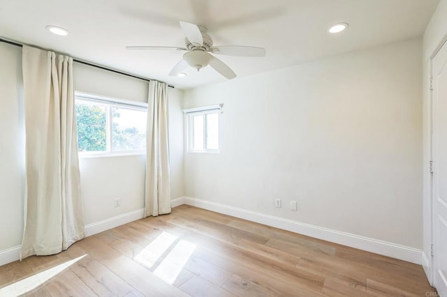 15716 Milne Cir, Moorpark, CA 93021 - empty room featuring light wood-style floors, recessed lighting, and a ceiling fan