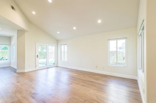 15716 Milne Cir, Moorpark, CA 93021 - unfurnished room featuring light wood-type flooring, lofted ceiling, and recessed lighting