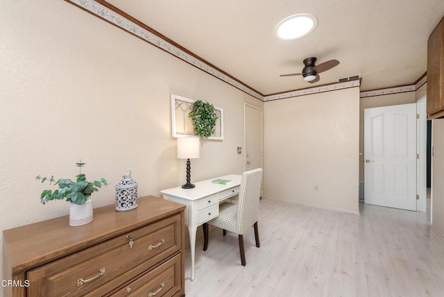 6357 Irena Ave, Camarillo, CA 93012 - office with light wood-style flooring and a ceiling fan