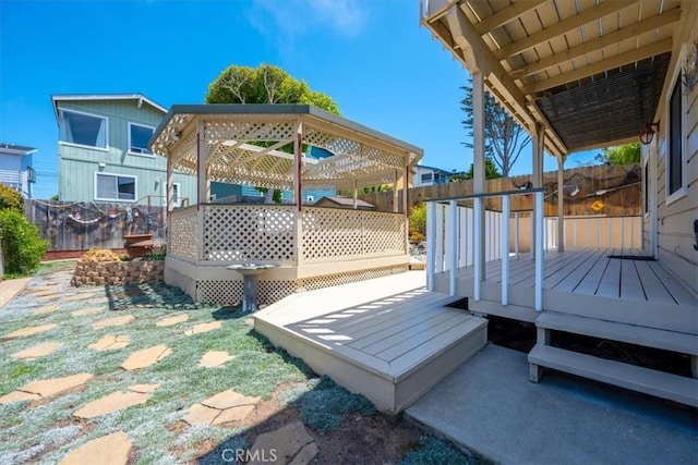 1232 10th St, Los Osos, CA 93402 - deck featuring a fenced backyard and a gazebo