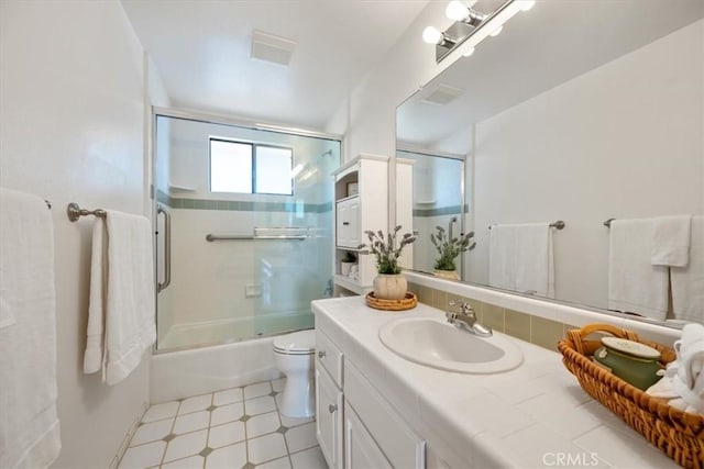 1232 10th St, Los Osos, CA 93402 - full bathroom featuring vanity, combined bath / shower with glass door, and tile patterned floors