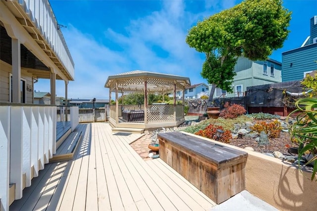 1232 10th St, Los Osos, CA 93402 - wooden deck with a gazebo and a jacuzzi