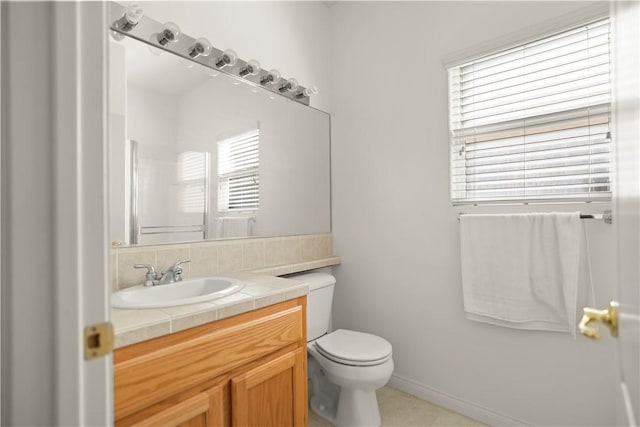 10527 Rose River Falls Ave, Bakersfield, CA 93312 - bathroom with vanity, plenty of natural light, tile patterned flooring, and a shower