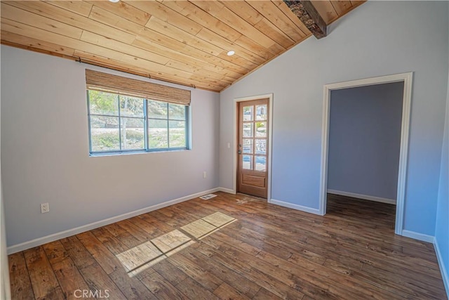 29701 Jackson St, Castaic, CA 91384 - unfurnished room featuring wood ceiling and hardwood / wood-style floors