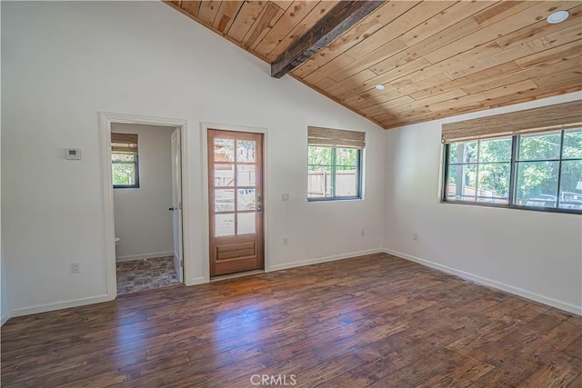 29701 Jackson St, Castaic, CA 91384 - spare room with healthy amount of natural light, wood finished floors, and wooden ceiling