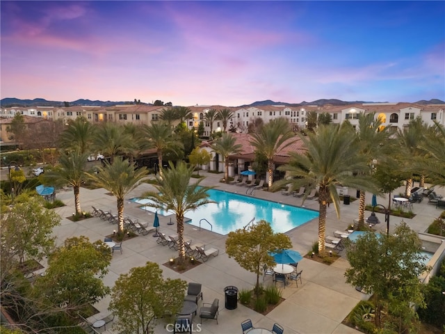 27555 Mountainside St, Menifee, CA 92584 - community pool with a patio area and a residential view