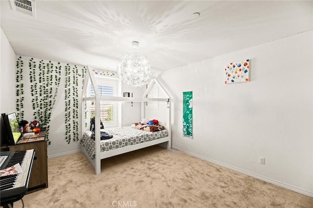 27555 Mountainside St, Menifee, CA 92584 - bedroom with carpet floors and a chandelier